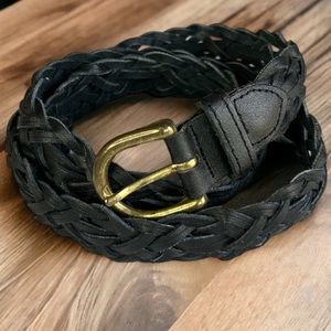 Women's Capezio Braided Leather Belt Size XL Black Made In Argentina